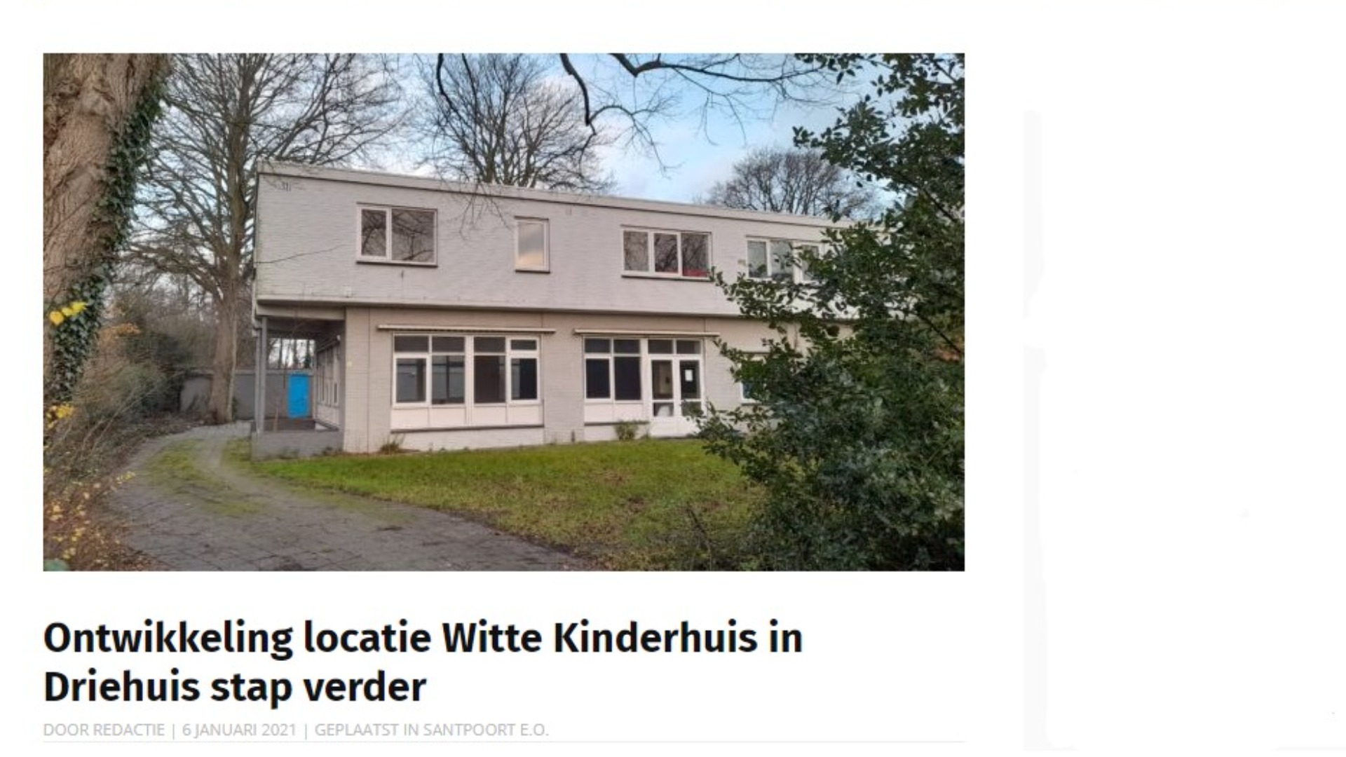 Ontwikkeling locatie Witte Kinderhuis in Driehuis stap verder
